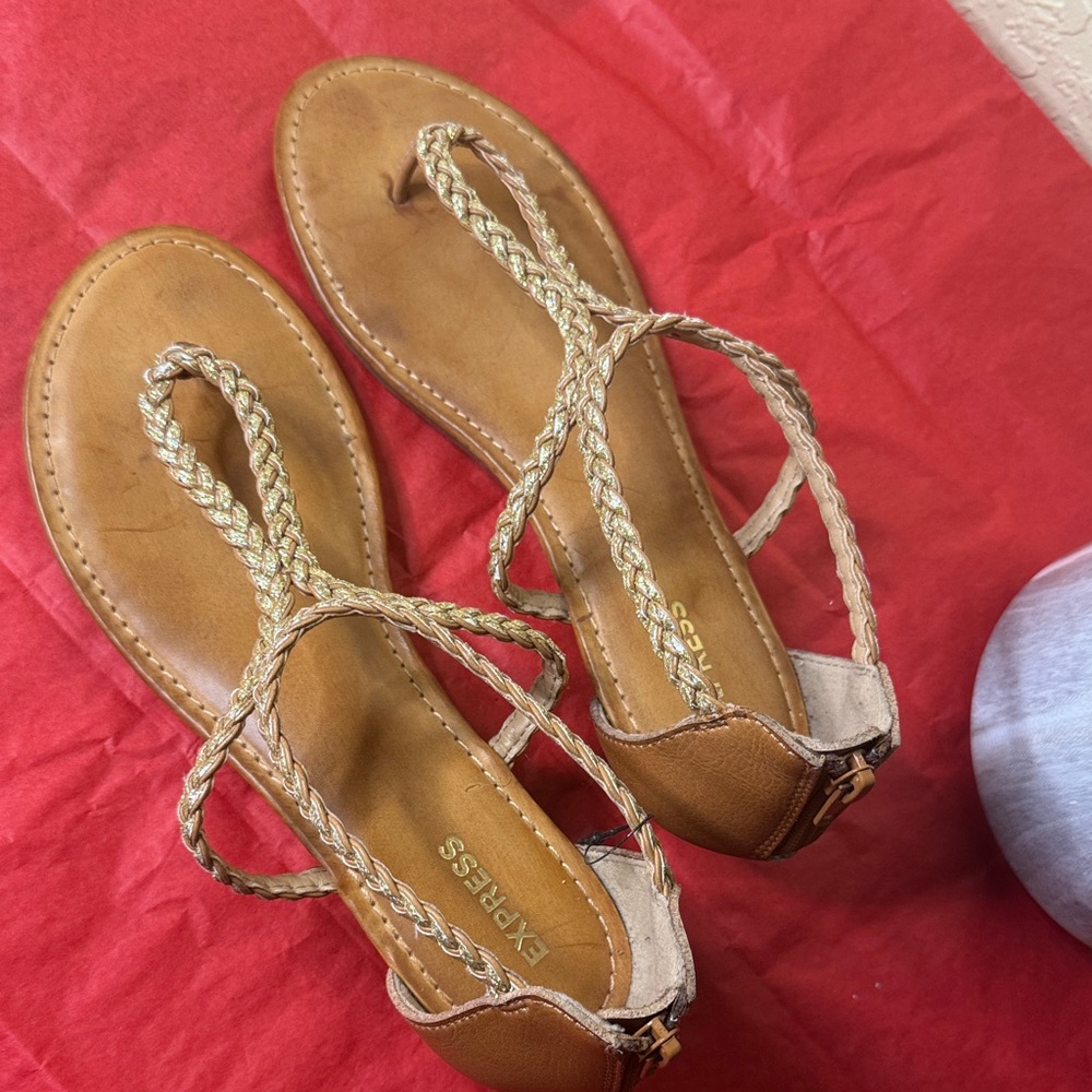 Express Tan Braided Sandals